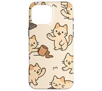 Kawaii Cat Cartoon Funny Mischief Kitty Chaos Pattern Carcasa para iPhone 16 Pro MAX
