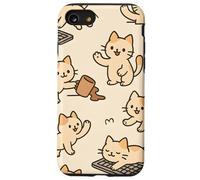 Kawaii Cat Cartoon Funny Mischief Kitty Chaos Pattern Carcasa para iPhone SE (2020) / 7/8