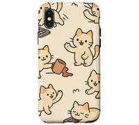 Kawaii Cat Cartoon Funny Mischief Kitty Chaos Pattern Carcasa para iPhone X/XS