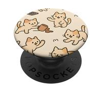 Kawaii Cat Cartoon Funny Mischief Kitty Chaos Pattern PopSockets PopGrip Adhesivo