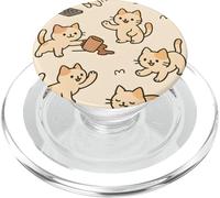 Kawaii Cat Cartoon Funny Mischief Kitty Chaos Pattern PopSockets PopGrip para MagSafe