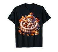 Kawaii Cat Cuddle with Teddy Bear Autumn Kitten For Fall Camiseta
