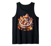 Kawaii Cat Cuddle with Teddy Bear Autumn Kitten For Fall Camiseta sin Mangas