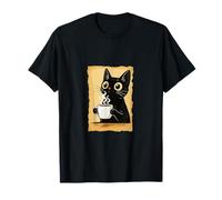 Kawaii Cat Driking Coffee Cute Anime Kitty Slice Camiseta