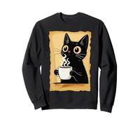 Kawaii Cat Driking Coffee Cute Anime Kitty Slice Sudadera