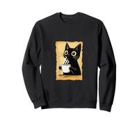Kawaii Cat Driking Coffee Cute Anime Kitty Slice Sudadera