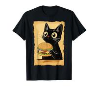 Kawaii Cat Eating Burger Cute Anime Kitty Slice Camiseta