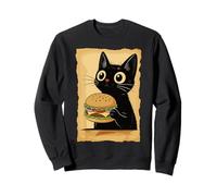 Kawaii Cat Eating Burger Cute Anime Kitty Slice Sudadera