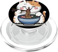 Kawaii Cat Eating Ramen Cartoon Anime Food Japan Lover PopSockets PopGrip para MagSafe