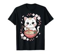 Kawaii Cat Eating Ramen Cute Japanese Food Humor Camiseta
