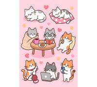 Kawaii Cat Journal: Cute Small Cat Notebook, Aesthetic Pastel Pink Pattern - 6x9 120 Pages