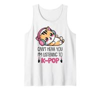 Kawaii Cat KPOP no Puede oírte Escuchando a K Pop Girl Camiseta sin Mangas