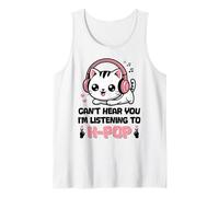 Kawaii Cat KPOP no Puede oírte Escuchando a K Pop Girl Camiseta sin Mangas