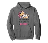 Kawaii Cat KPOP no Puede oírte Escuchando a K Pop Girl Sudadera con Capucha