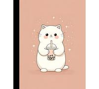 Kawaii Cat Notebook with Boba Tea Design: Cute Wide Ruled Composition Book for School, Writing, or Journaling | Pastel Animal Journal for Teens, Tweens, and Students