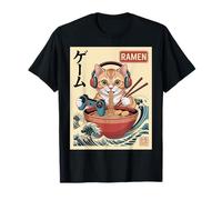 Kawaii Cat Ramen Japanese Gamer Anime Style Funny Graphic Camiseta