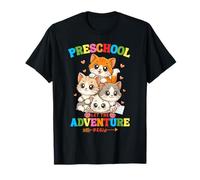 Kawaii Cats Back To School Preschool Let The Adventure Begin Camiseta