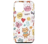 Kawaii Cats Happy Doodle Lindo Lucky Positivo Pastel Carcasa para iPhone 12 Mini