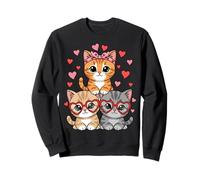 Kawaii Cats Heart Pastel Anime Kitty Love Aesthetic Sudadera