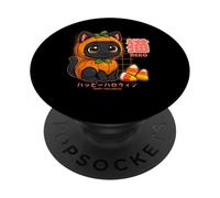 Kawaii Chibi Calabaza Gato Japonés Halloween Vaporwave PopSockets PopGrip Adhesivo
