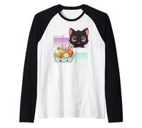 Kawaii Chibi Cat Ramen Anime Manga Japonés Otaku Camiseta Manga Raglan