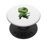 Kawaii Chibi Divertido Iguana Guitarrista Rocker PopSockets PopGrip Adhesivo
