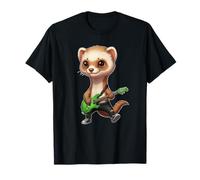 Kawaii Chibi Funny Ferret Pet Guitarrista Rocker Anime Camiseta