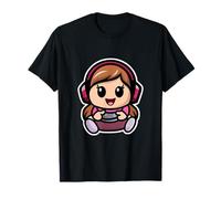 Kawaii Chibi Gamer Kid Lindo Adorable Video Juego Chica Rosa Camiseta