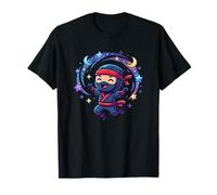 Kawaii Chibi Ninja Kid Bajo Luna Y Estrellas Camiseta
