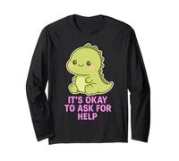 Kawaii Chibi T-Rex- Está bien pedir ayuda para la salud mental Manga Larga