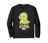 Kawaii Chibi T-Rex- Está bien pedir ayuda para la salud mental Manga Larga