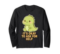 Kawaii Chibi T-Rex- Está bien pedir ayuda para la salud mental Manga Larga