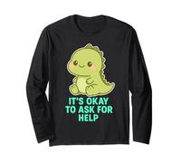 Kawaii Chibi T-Rex- Está bien pedir ayuda para la salud mental Manga Larga