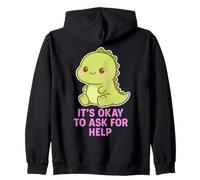Kawaii Chibi T-Rex- Está bien pedir ayuda para la salud mental Sudadera con Capucha