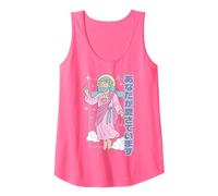 Kawaii Christian Manga Jesus You Are Loved Anime Rosa Pastel Camiseta sin Mangas