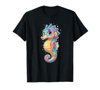 Kawaii Colorido Caballito de Mar Rainbow Ocean Vibes Camiseta
