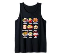 Kawaii Comida Coreana Bulgogi Bibimbap Kimbap Gastronomía Asiática Camiseta sin Mangas