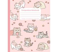Kawaii Composition Notebook: Cute Pink Cat Aesthetic Journal for Girls & Teens, College Ruled, Japanese Kawaii Stationery for School