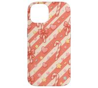 Kawaii Coquette Candy Cane Patrón de Navidad Corazones Pastel Estrellas Carcasa para iPhone 14