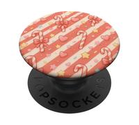 Kawaii Coquette Candy Cane Patrón de Navidad Corazones Pastel Estrellas PopSockets PopGrip Adhesivo