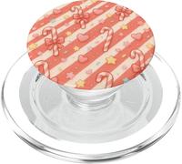 Kawaii Coquette Candy Cane Patrón de Navidad Corazones Pastel Estrellas PopSockets PopGrip para MagSafe