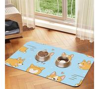 Kawaii Corgi Cute Dog,Waterproof Pet Feeding Mat,PU Leather Placemats for Cat Dog Water Bowl,Food Mats,40x60cm
