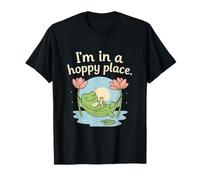 Kawaii Cottagecore Frog I'm in a Hoppy Place Design Camiseta