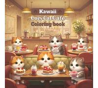 Kawaii Cozy Cat Café Coloring Book: Adorable Easy Designs, Purrfectly Cute Cats, Sweet Treats, and Cozy Cat Café Fun for Kids and Adults