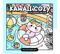 Kawaii Cozy Coloring Book: Relaxing Cute Coloring for Adults and Teens, Easy and Bold Simple Coloring Featuring Adorable Cat & Bear (Milli & Bibi)
