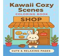 Kawaii Cozy Scenes Coloring Book: Cute Rooms, Shops, and Animals in Simple Line Art for Relaxation