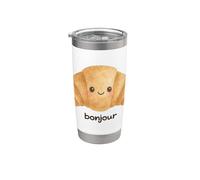 Kawaii Croissant Happy Face Pastry Lover Vaso térmico de acero inoxidable de doble pared