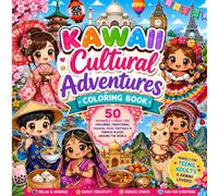 Kawaii Cultural Adventures Coloring Book: Adorable Characters Exploring Traditional Fashion, Food, Festivals & Famous Places Around the World