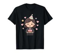 Kawaii Cumpleaños Mujer Trabajadora con Pastel - Celebración Camiseta