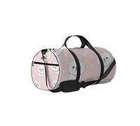Kawaii Cute Animal White Dog Pattern Sports Bag Tote Gimnasio impermeable con correa para el hombro con cremallera 2 bolsillos laterales para hombres y mujeres, almacenamiento de viaje, rosa, 17.6 x 9